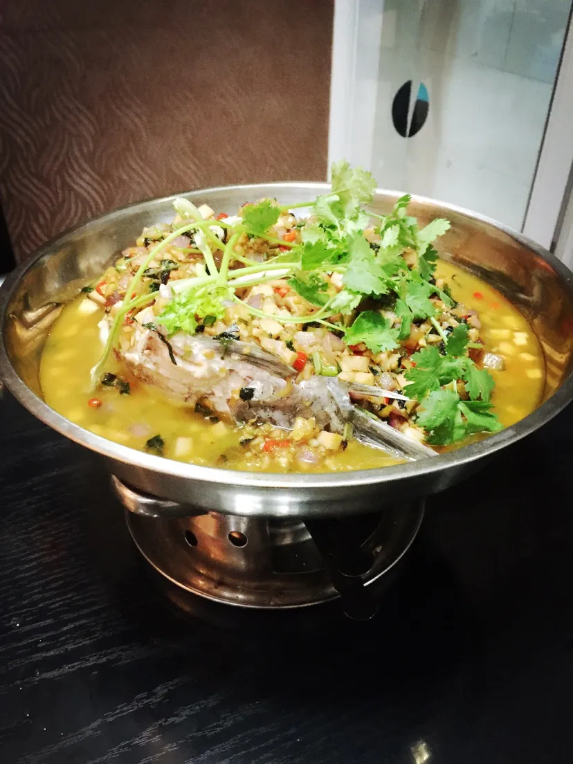 Steamed Fish with Pickled Chili and Preserved Vegetables