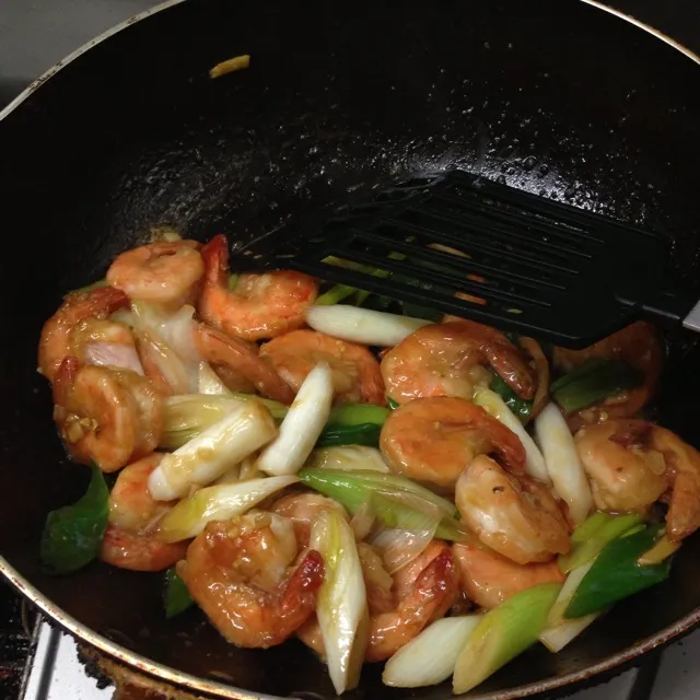 Scallion Stir-Fried Prawns