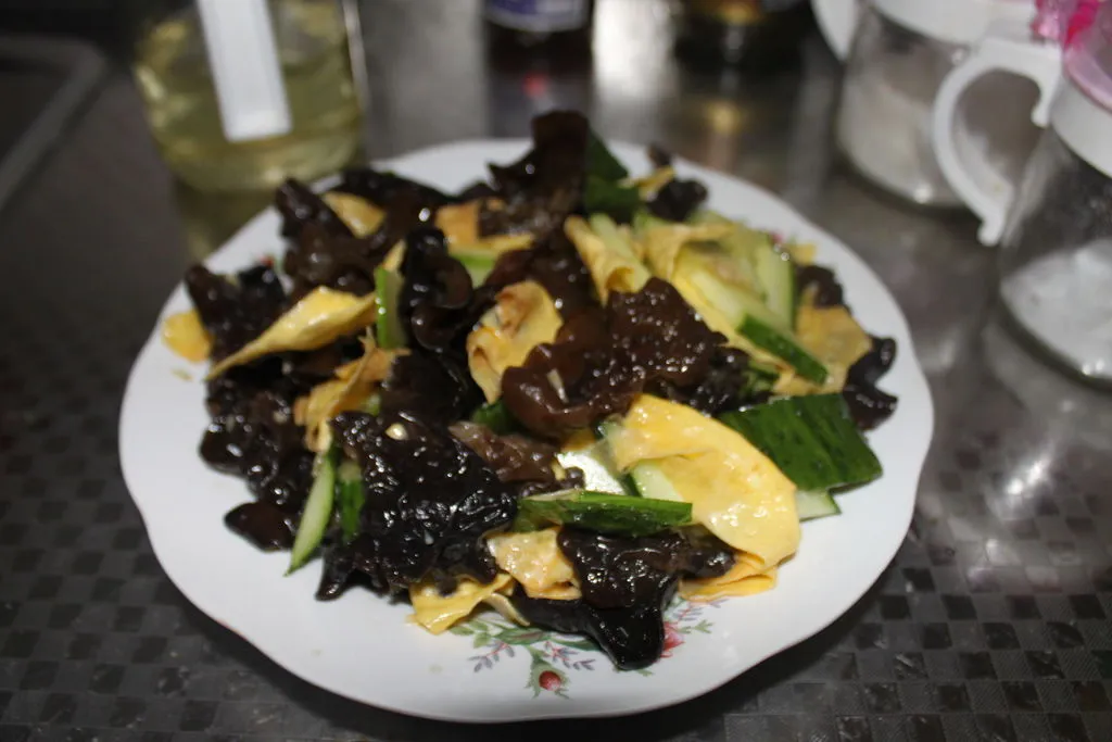 Egg and Wood Ear Mushroom Cucumber Salad