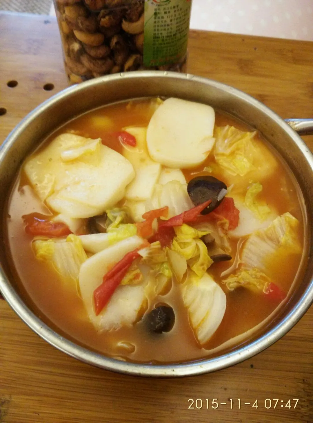 Tomato and Chinese Cabbage with Rice Cake